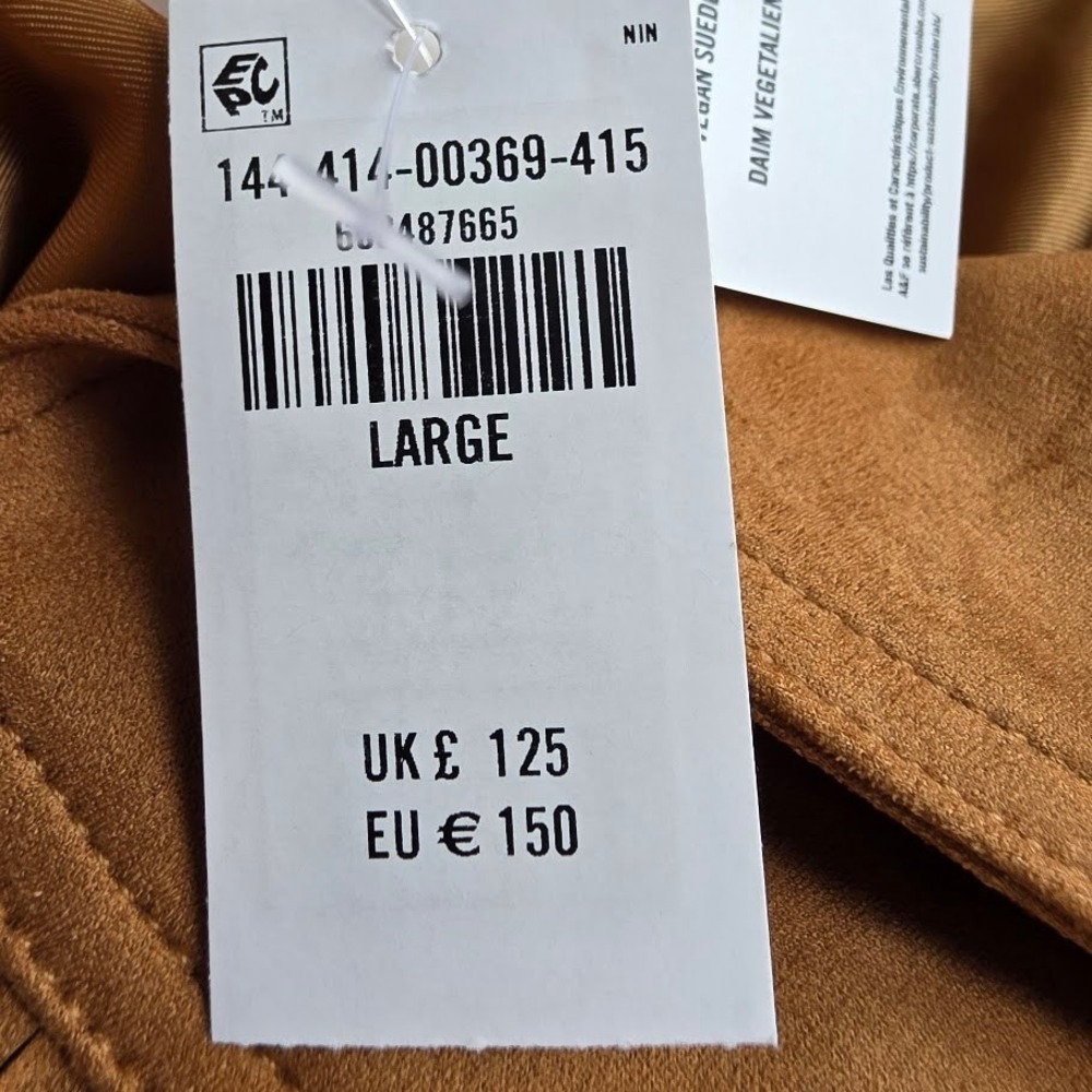 Abercrombie & Fitch Fringe Jacket Women‎ Large Tan Vegan Suede Western Boho NEW - Picture 6 of 12
